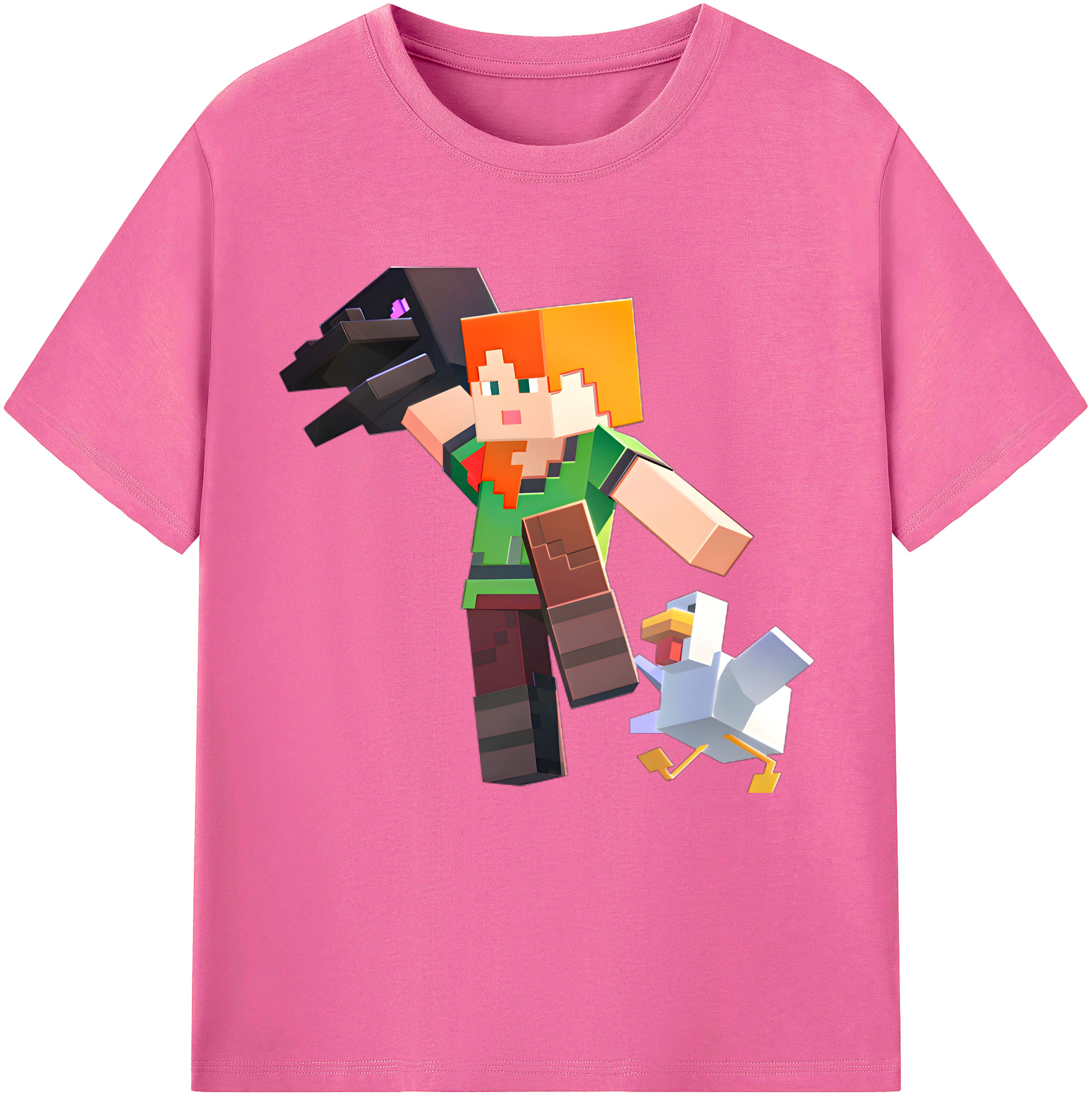 （画像用） マインクラフト ブロックの世界 Minecraft MC Block world レディースカジュアルプリントTシャツ（綿100％）